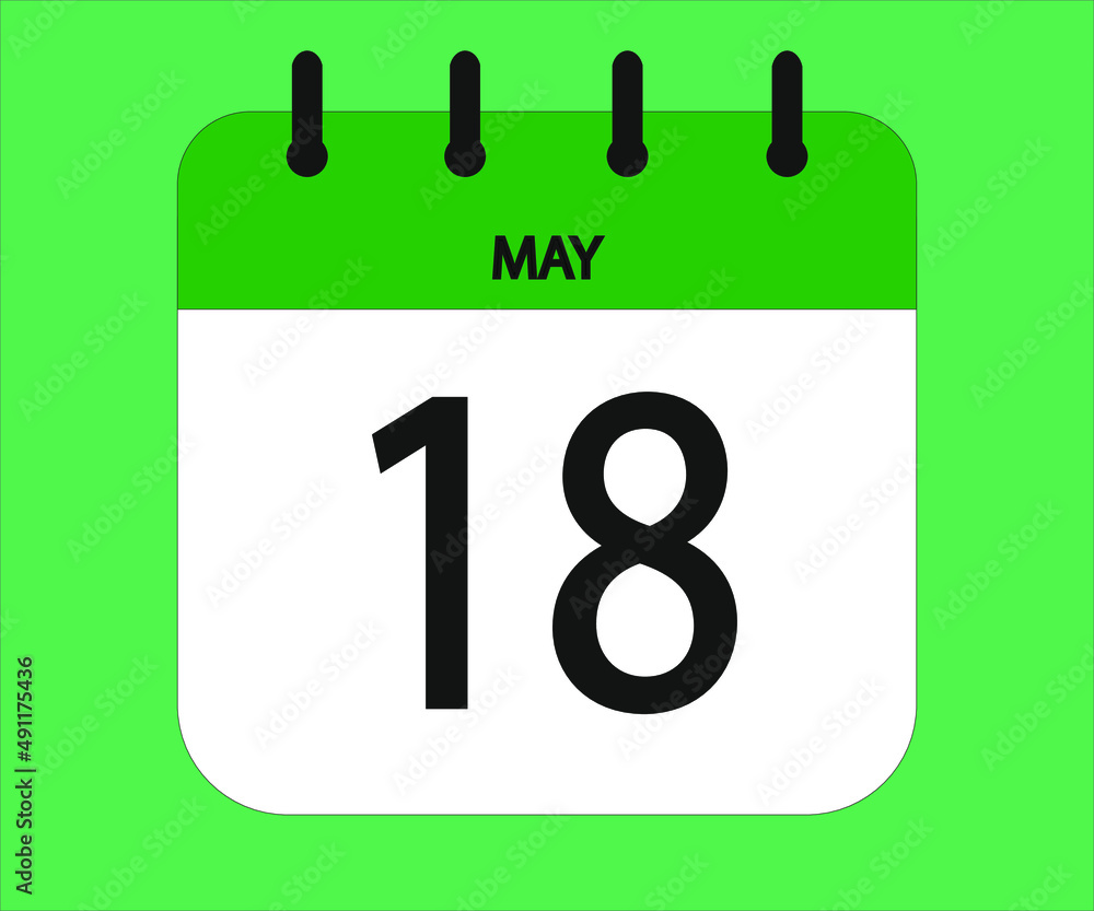 May 18th green calendar icon for days of the month May 18th green calendar icon for days of the month