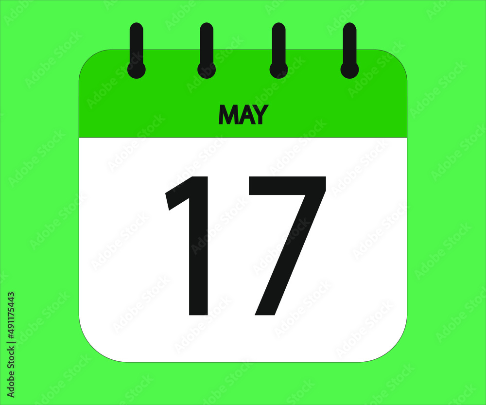 May 17th green calendar icon for days of the month May 17th green calendar icon for days of the month
