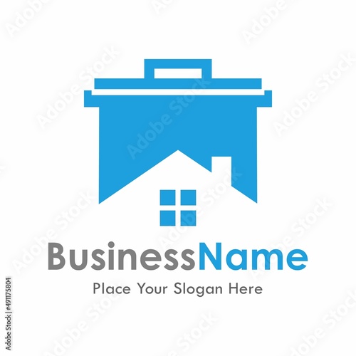 Trash home vector logo template. Suitable for business, web and building
