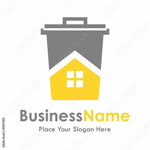 Trash home vector logo template. Suitable for business, web and building