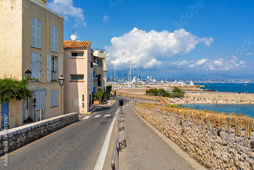 City street of Antibes, France.