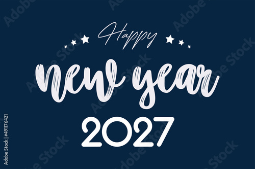 2027 Happy New Year in golden design, Holiday greeting card design.