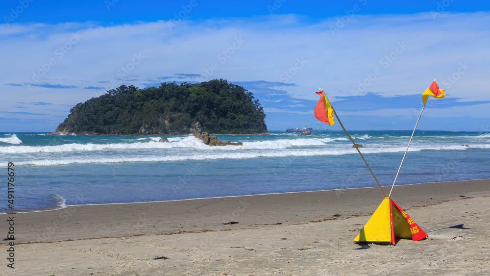Crossed lifeguard flags to indicate Crossed lifeguard flags to indicate
