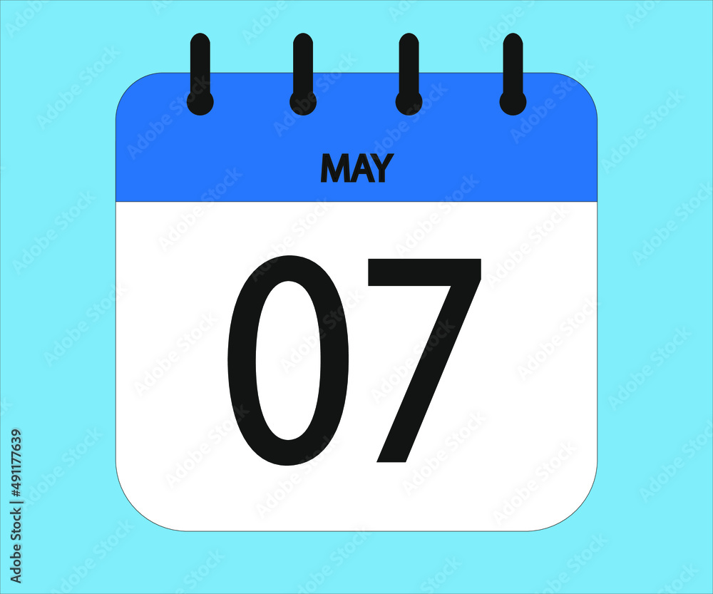 May 07th blue calendar icon for days of the month May 07th blue calendar icon for days of the month