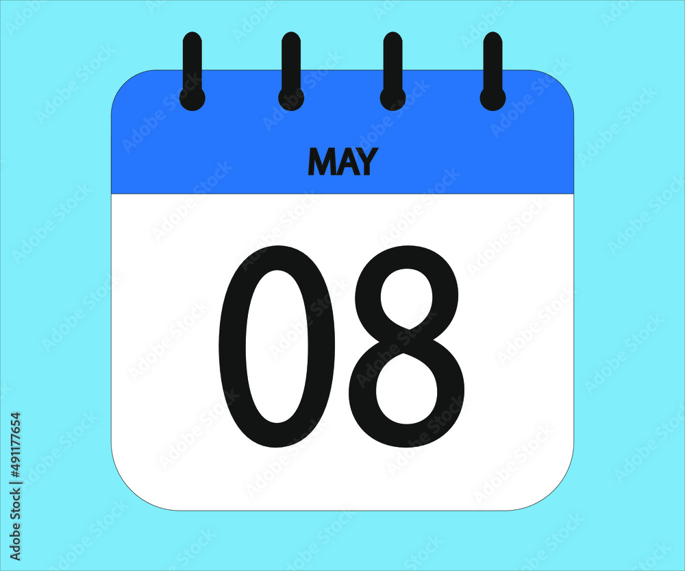 May 08th blue calendar icon for days of the month May 08th blue calendar icon for days of the month