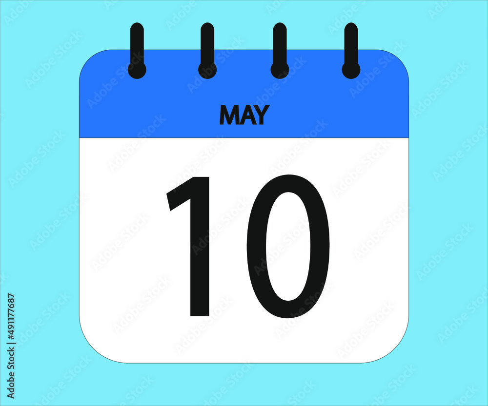 May 10th blue calendar icon for days of the month May 10th blue calendar icon for days of the month