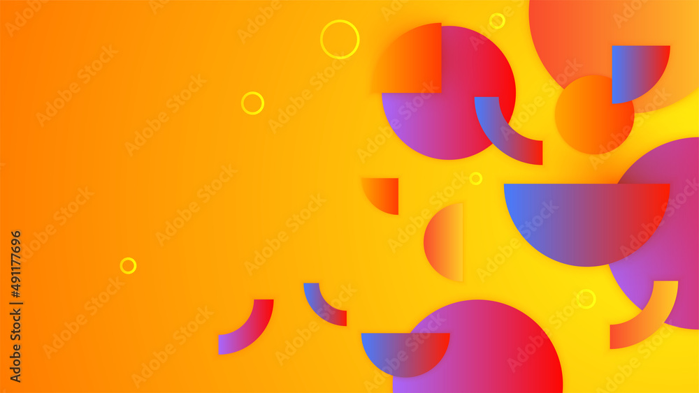 Abstract colorful yellow orange shapes presentation background. Gradient dynamic lines background. Modern mosaic blue orange Colorful geometric design background