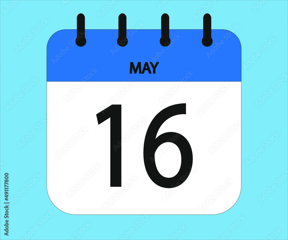 May 16th blue calendar icon for days of the month May 16th blue calendar icon for days of the month