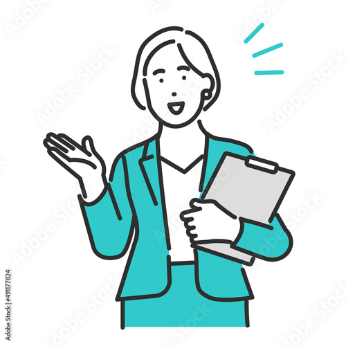 紹介するビジネスパーソンのイメージイラスト素材