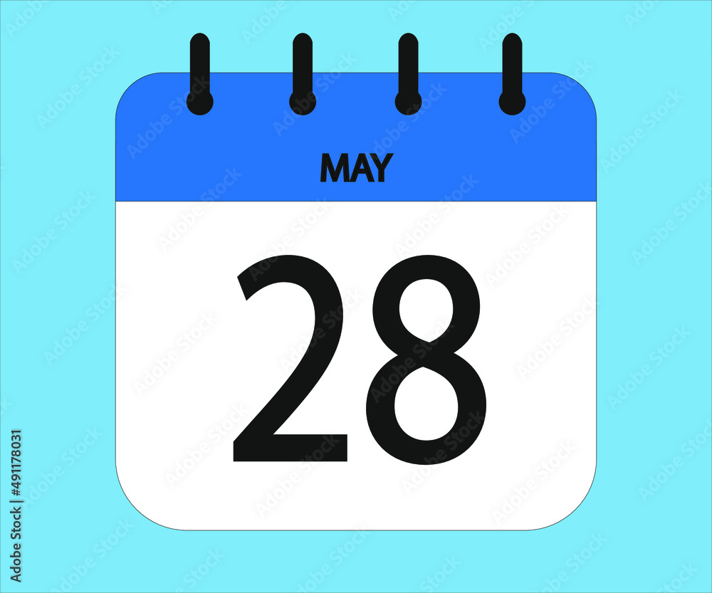 May 28th blue calendar icon for days of the month May 28th blue calendar icon for days of the month