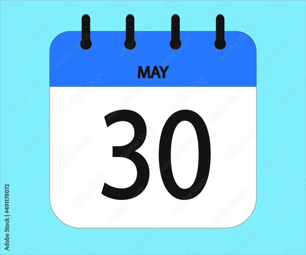 May 30th blue calendar icon for days of the month May 30th blue calendar icon for days of the month