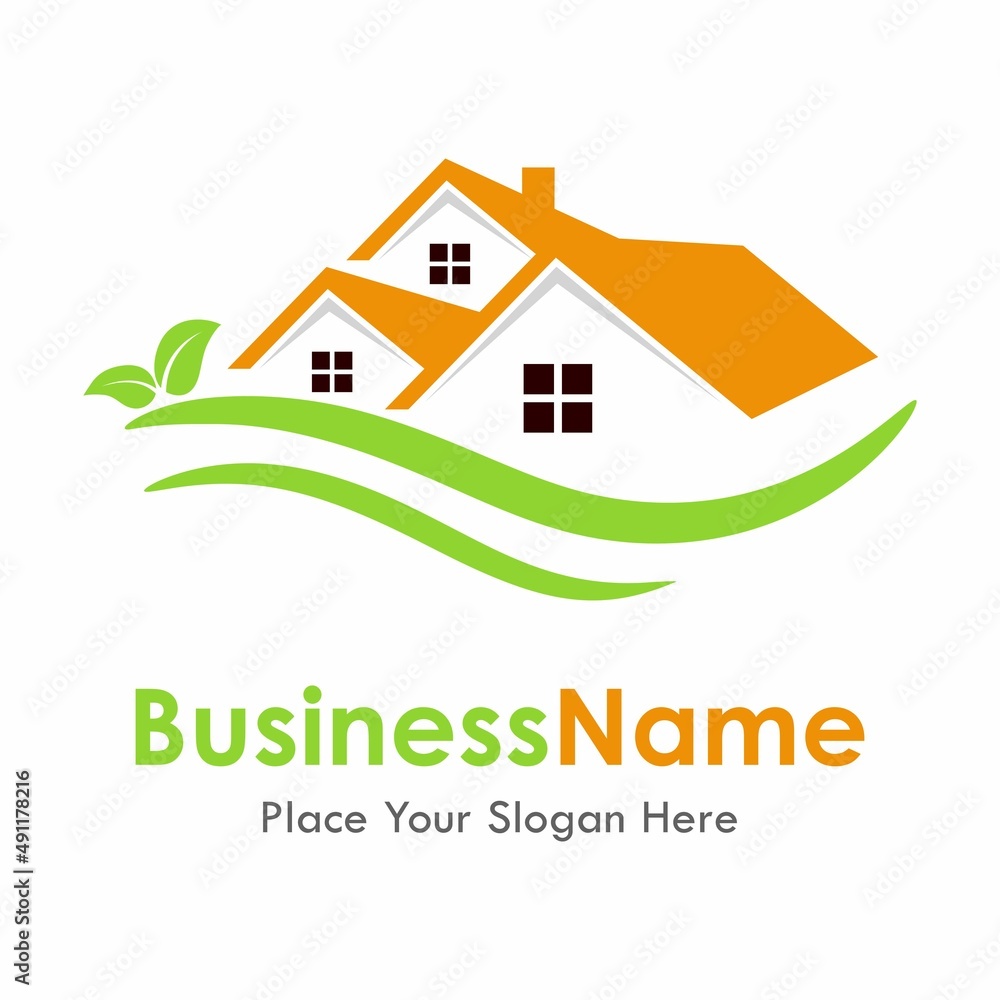 leaf house vector logo design. Suitable for business, web, nature, real estate and building leaf house vector logo design. Suitable for business, web, nature, real estate and building