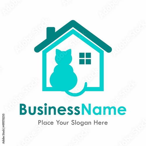 A cat house vector logo template. Suitable for business, web, design, fun and clinic