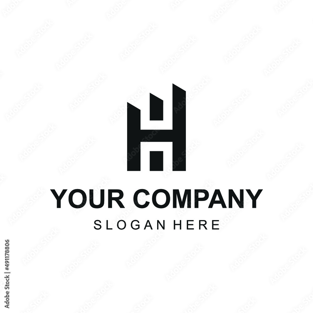 Letter H growth chart investment logo. Letter H real estate building illustration vector Letter H growth chart investment logo. Letter H real estate building illustration vector