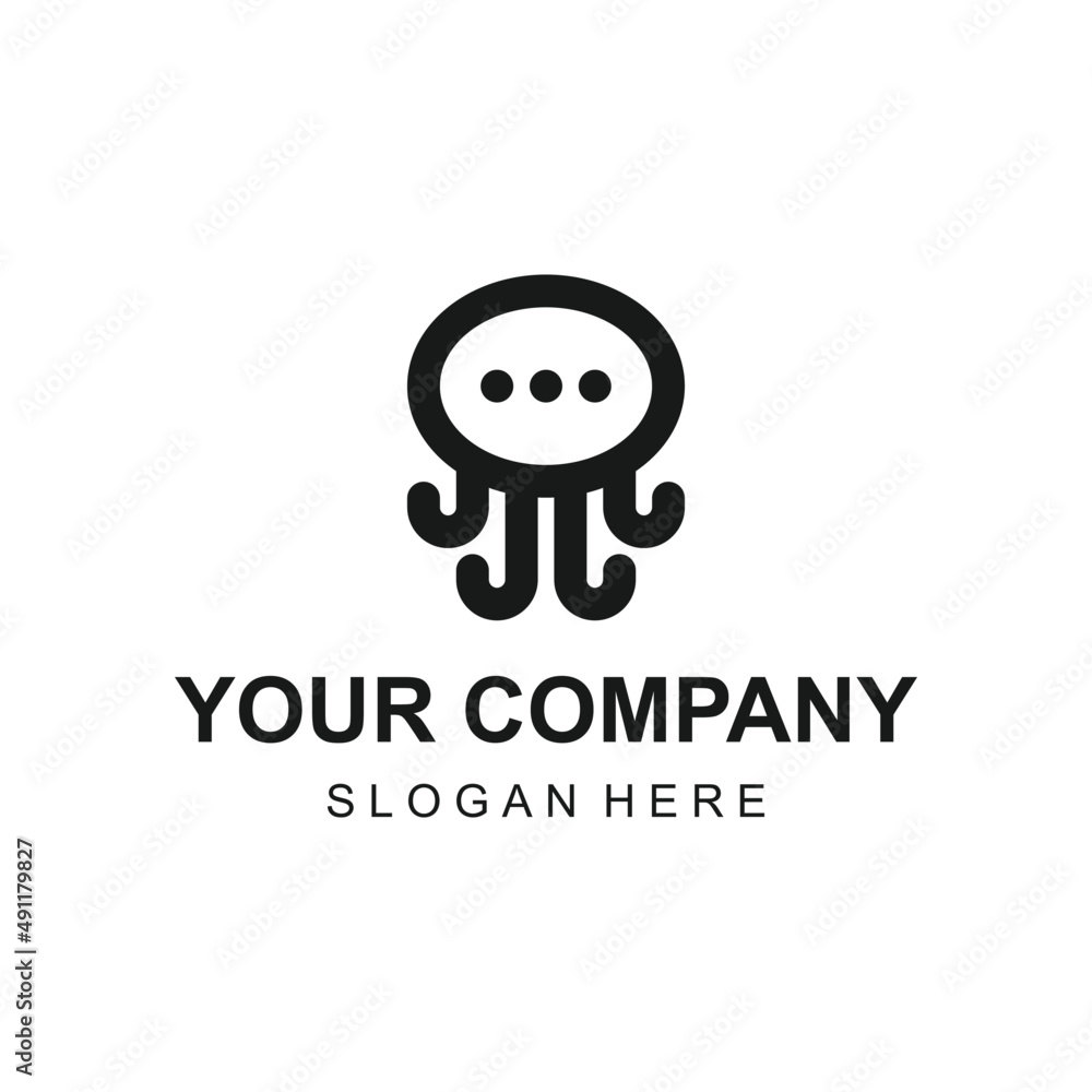 Squid bubble chat logo vector Squid bubble chat logo vector
