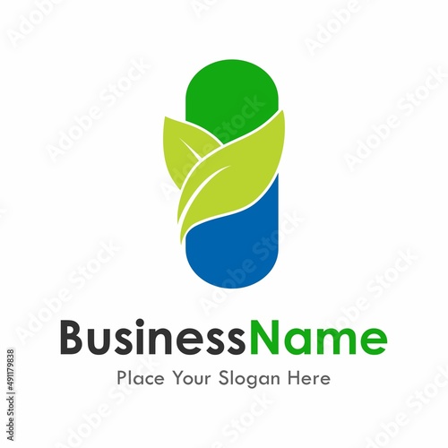 Leaf pill vector logo template. Suitable for business, pharmacy, web and design