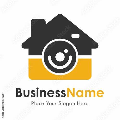 Home camera or cctv logo vector template. Suitable for business, secure and building