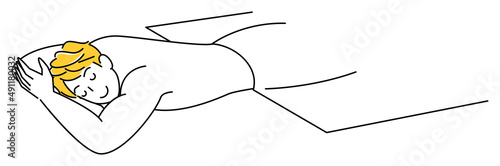 マッサージを受ける為うつ伏せに寝ている可愛い男性 シンプル イラスト ベクター