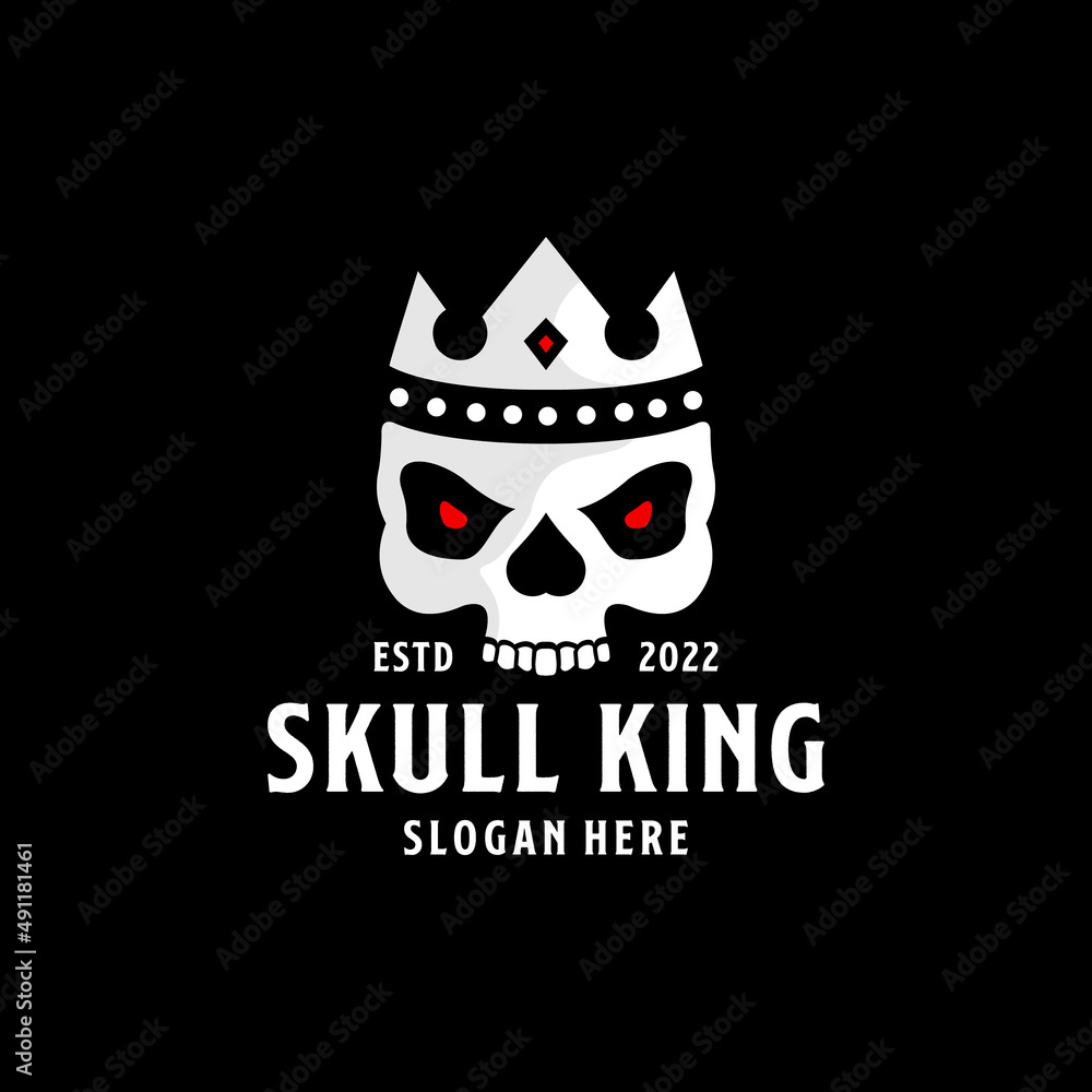 Skull with crown logo design templates Stock Vector | Adobe Stock