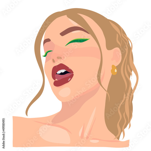 vector illustration beautiful woman with colorful make up blonde hair model girl