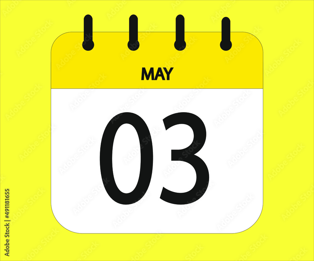May 03th yellow calendar icon for days of the month May 03th yellow calendar icon for days of the month