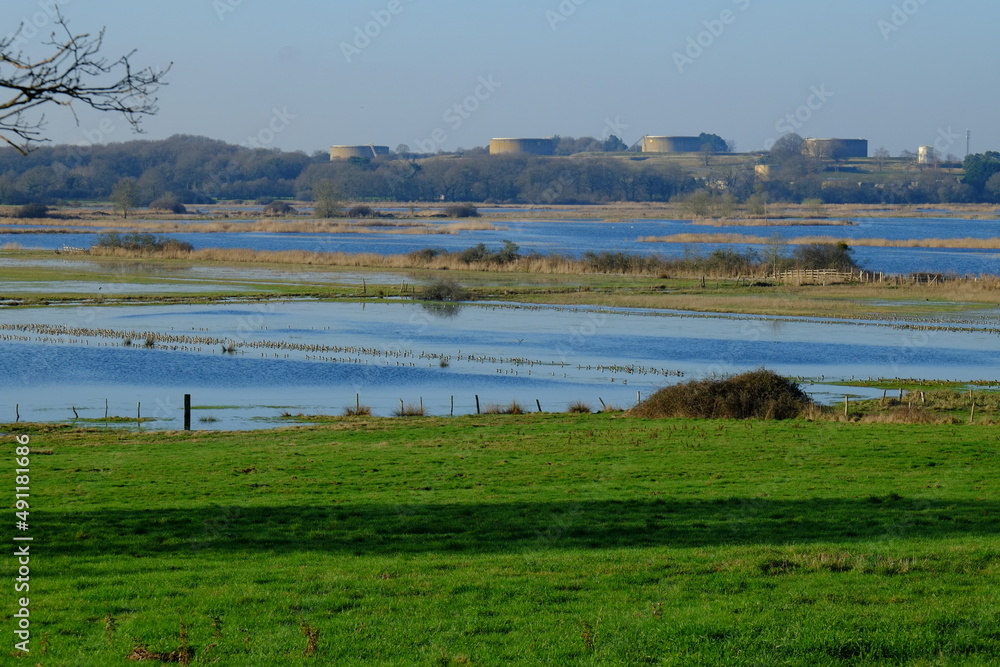 Some flooded plains between Donges and Cordemais in the west of France.