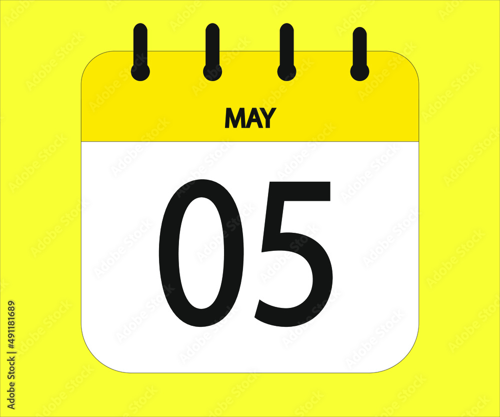 May 05th yellow calendar icon for days of the month May 05th yellow calendar icon for days of the month