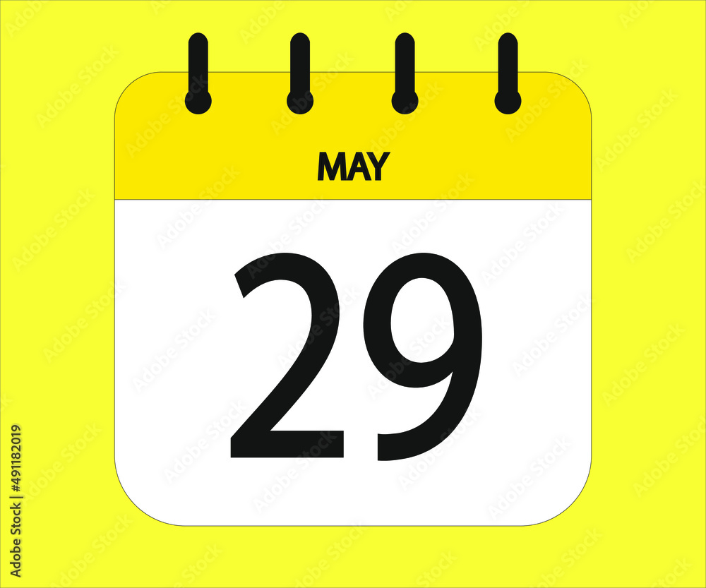 May 29th yellow calendar icon for days of the month May 29th yellow calendar icon for days of the month
