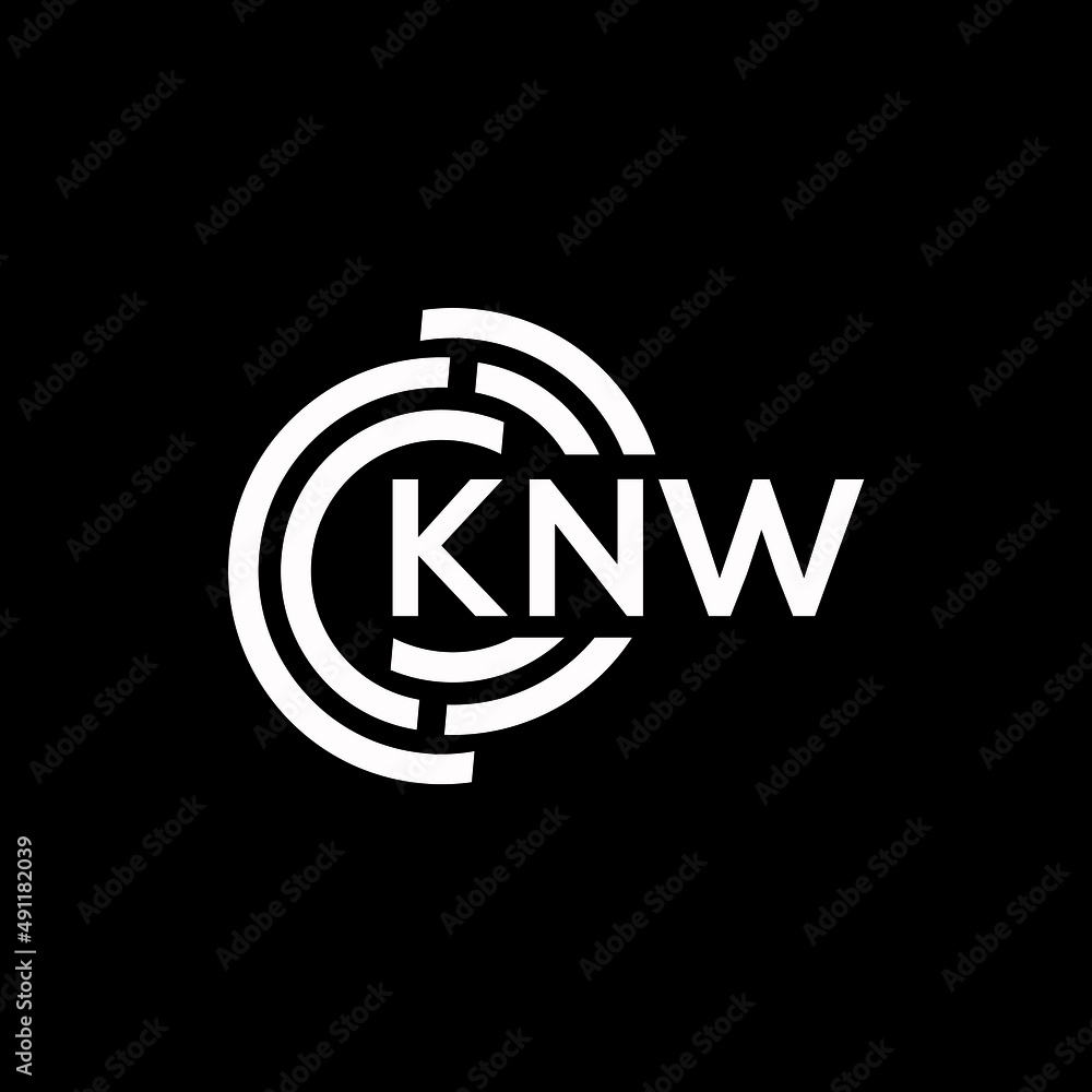 KNW letter logo design on black background. KNW creative initials letter logo concept. KNW letter design. KNW letter logo design on black background. KNW creative initials letter logo concept. KNW letter design.