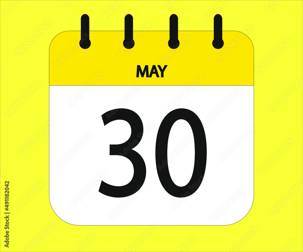 May 30th yellow calendar icon for days of the month May 30th yellow calendar icon for days of the month