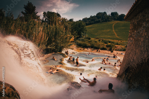 Картината върху платно natural spa with waterfalls and hot springs at Saturnia thermal baths, Grosseto,