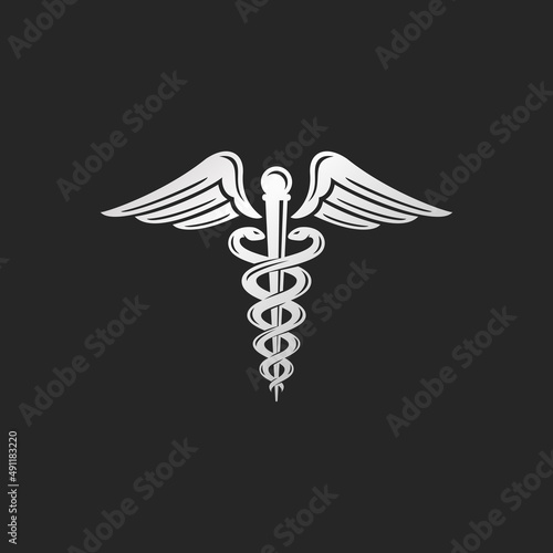 Caduceus logo design vector illustration. Health logo 