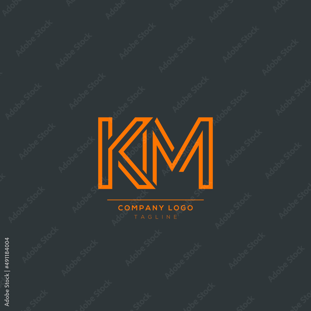 Alphabet letter icon logo KM