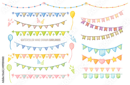 Hand drawn garlands, cute decoration for event and party design