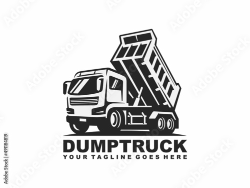 Dump truck logo design vector