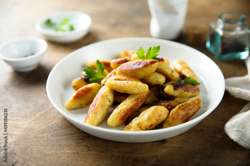 Traditional German potato dumplings with parsley
Traditional German potato dumplings with parsley