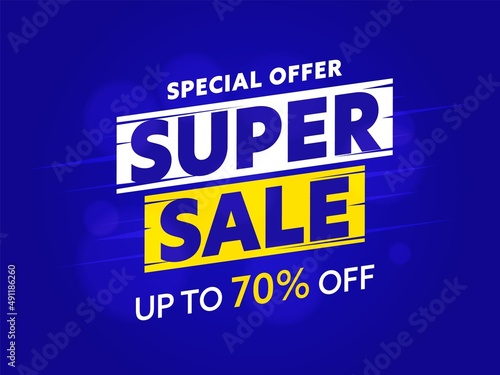 Super sale special offer with price cut up to 70 percent off. Banner template for fashion boutique, electronics store or retail shop discount promotion vector illustration