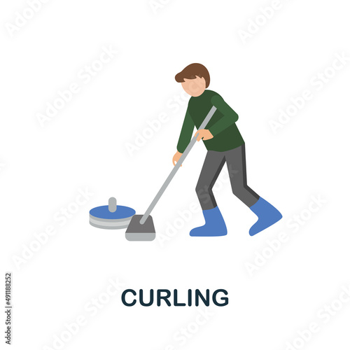 Curling flat icon. Colored element sign from winter sport collection. Flat Curling icon sign for web design, infographics and more.