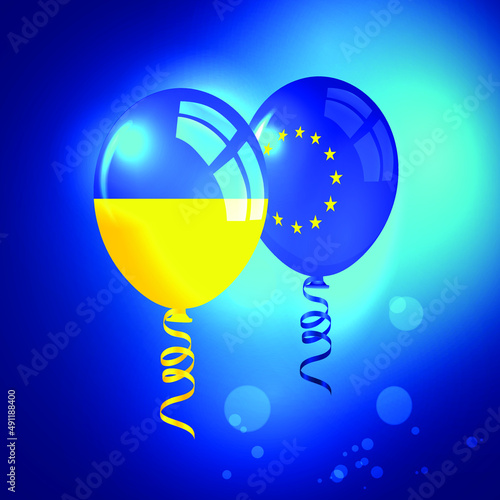 Ukraine and EU Balloons Vector Background Design.