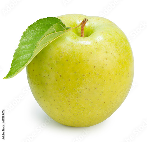 Fresh Green Apple Isolated on White With clipping path  Golden yellow Orin Apple isolated on white.
