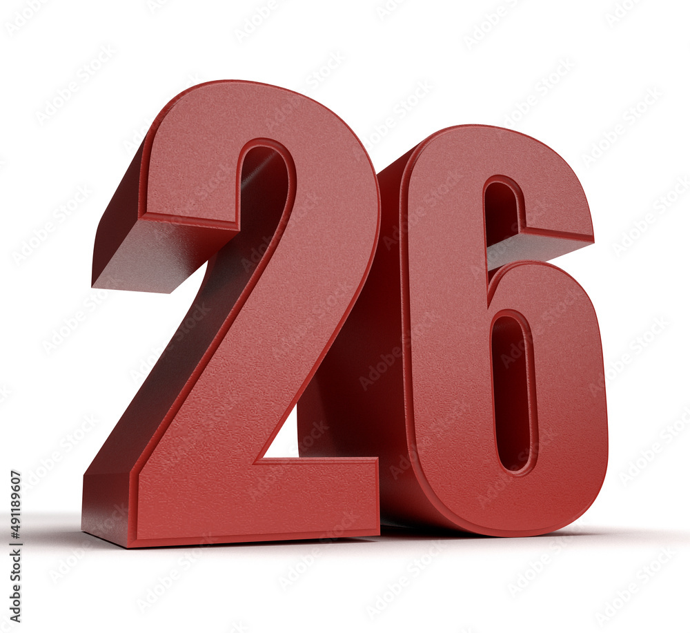 Isolated Number 26 in 3D on Green Background Larger than Life 3D Isolated Number 26 in 3D on Green Background Larger than Life 3D