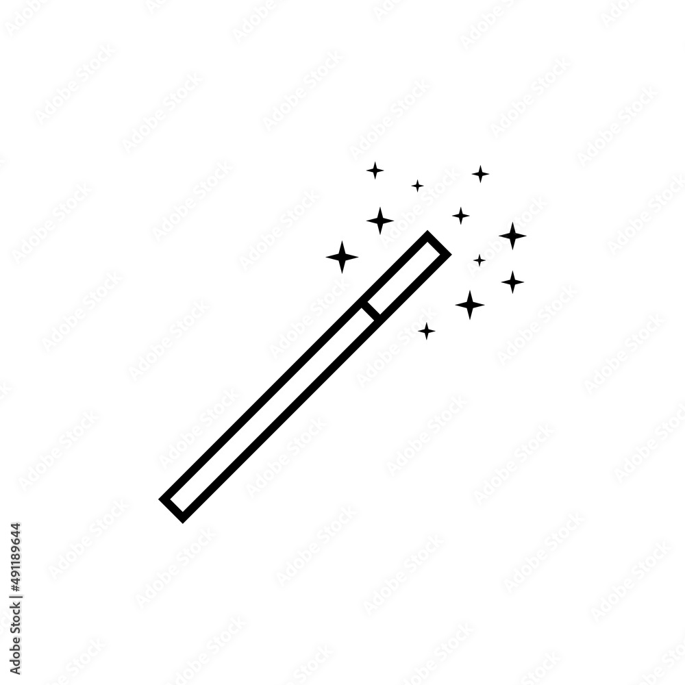 Magic wand line icon, vector outline logo isolated on white background Magic wand line icon, vector outline logo isolated on white background