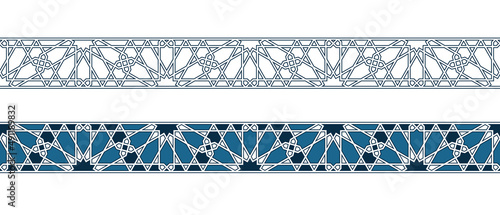 Set of borders of Islamic pattern for Ramadan greetings cards and templates. Vector illustration.