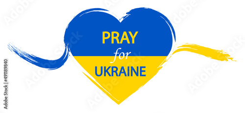 Pray For Ukraine.Ukraine flag icons in the shape of heart .Support Ukraine.Save Ukraine.Stop War.Pray.