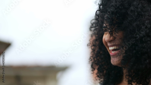 A Happy black woman laughing and smiling a happy African person real life laugh and smile © Marco