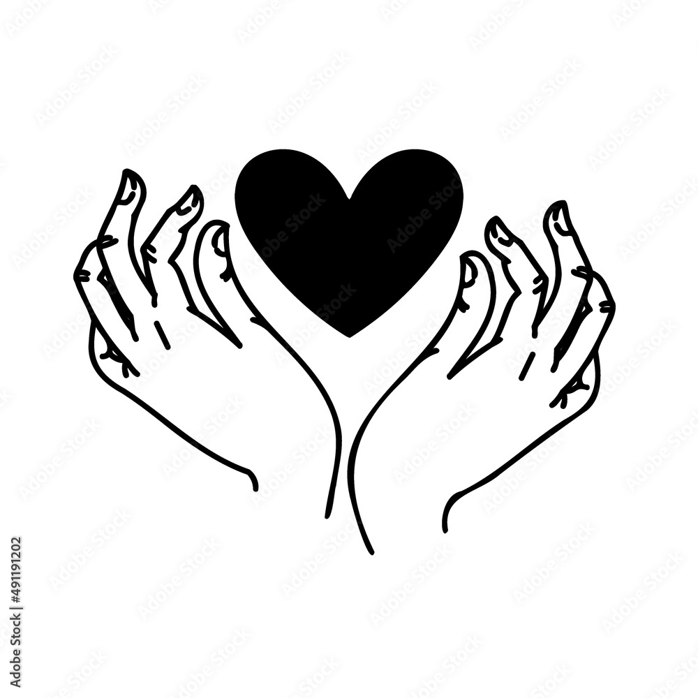 Heart in your hands. Icon hands love Realistic illustration. Vector illustration. Thanks for the help, symbol, sticker template. Heart in your hands. Icon hands love Realistic illustration. Vector illustration. Thanks for the help, symbol, sticker template.