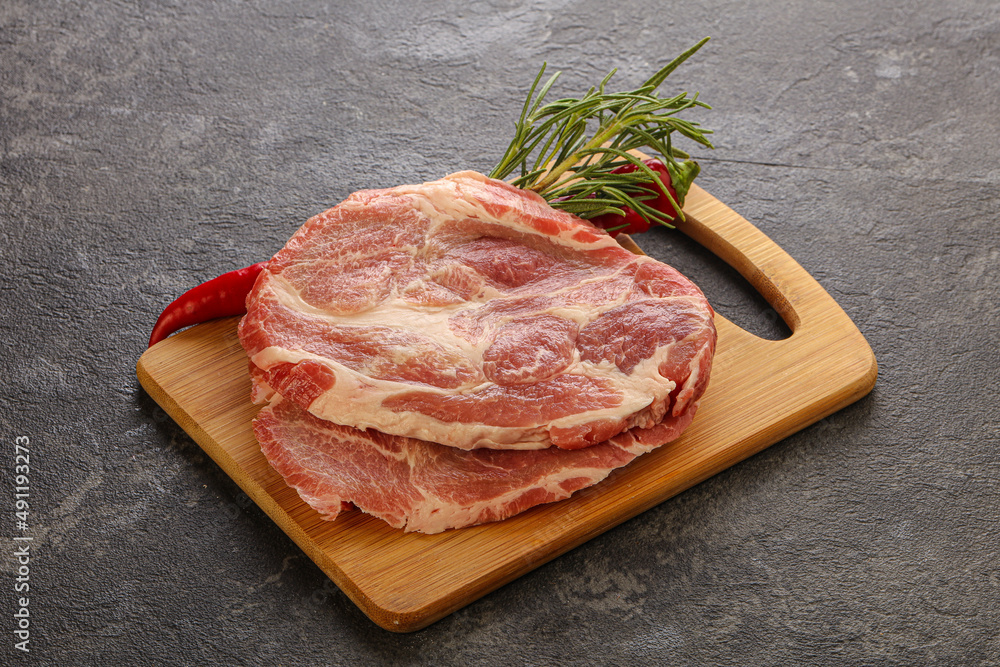 Raw pork meat neck steak Raw pork meat neck steak