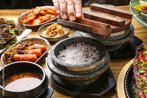 Korean style stone pot rice