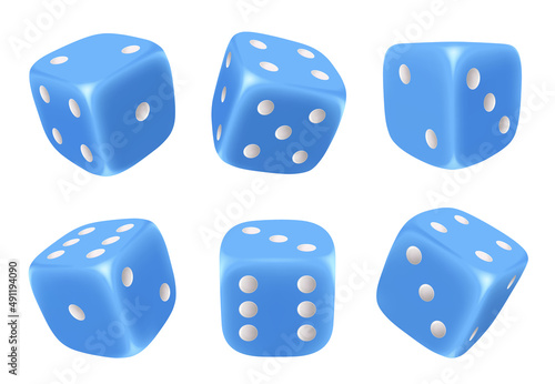 Game dice. 3d cubes for gambling symbols of lucky random choice different risky playing dice with six sides decent vector pictures set