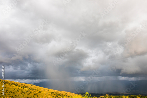 Sunset and dramatic clouds in Cerdanya, Pyrenees, Spain